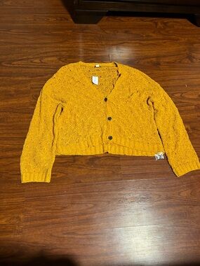 American Eagle Outfitters Mustard Yellow Chunky Knit Button Cardigan